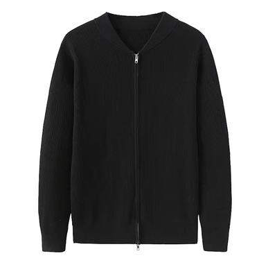 Men’s ribbed zip-front knit gilet with a relaxed silhouette