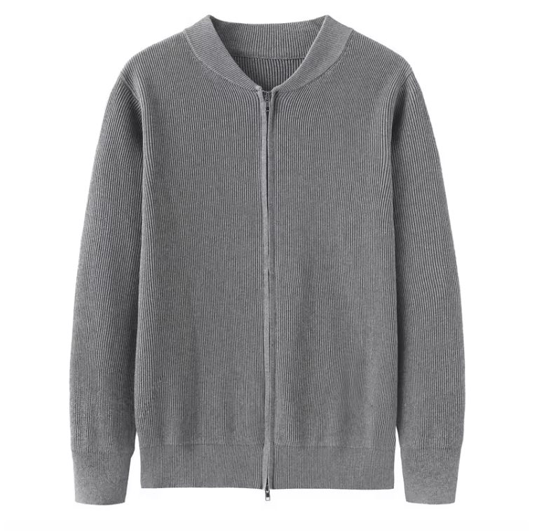Men’s ribbed zip-front knit gilet with a relaxed silhouette