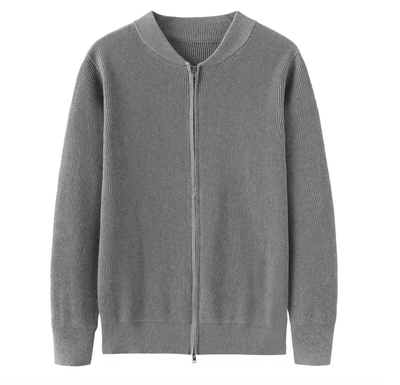 Men’s ribbed zip-front knit gilet with a relaxed silhouette