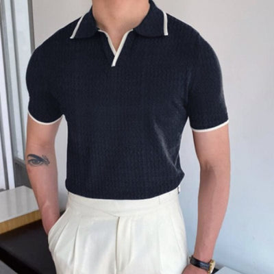 Men’s short-sleeve polo shirt with contrast collar and cuffs