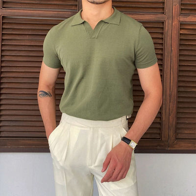 Men’s short-sleeve polo shirt with contrast collar and cuffs