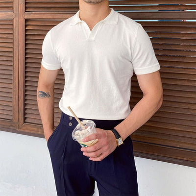 Men’s short-sleeve polo shirt with contrast collar and cuffs