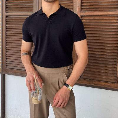 Men’s short-sleeve polo shirt with contrast collar and cuffs