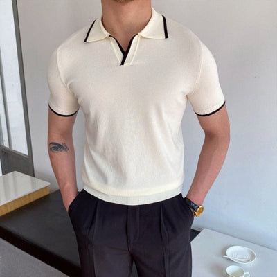 Men’s short-sleeve polo shirt with contrast collar and cuffs