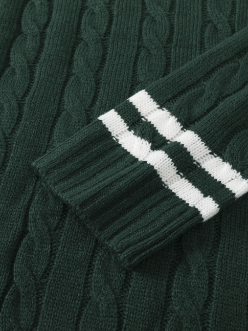 Men’s V-neck sweater with ribbed knit and contrast striped trim