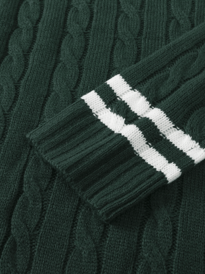 Men’s V-neck sweater with ribbed knit and contrast striped trim