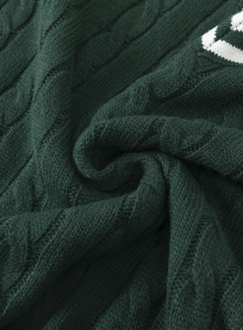 Men’s V-neck sweater with ribbed knit and contrast striped trim